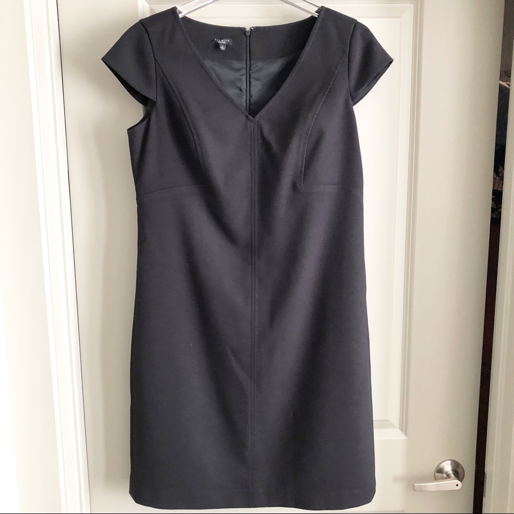 TALBOTS Black Geometric Design Little Black Dress